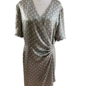 Escada by Margaretha Ley Dress Vintage Silk Midi Faux Wrap Polka Dots sz 42